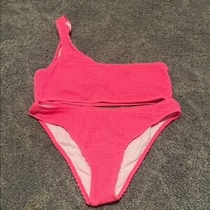 Pink One Shoulder Swimsuit
